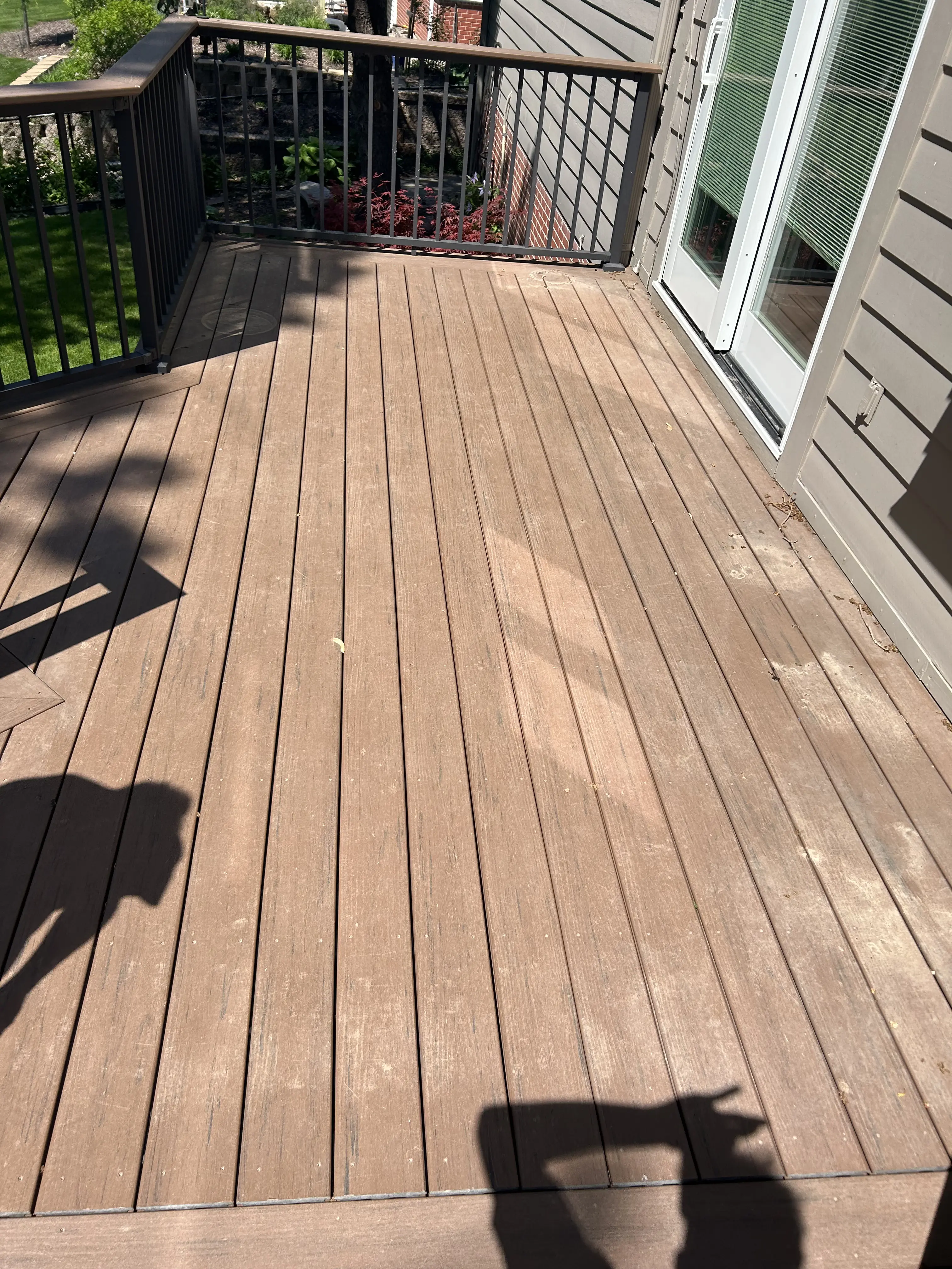 Dirty wooden deck before cleaning